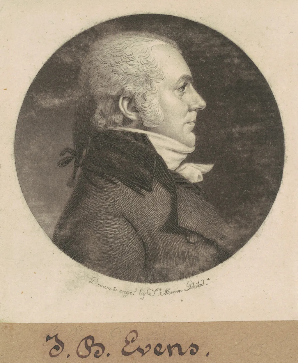 John B. Evens, by Charles Balthazar Julien Févret de Saint-Mémin, ink, 1800