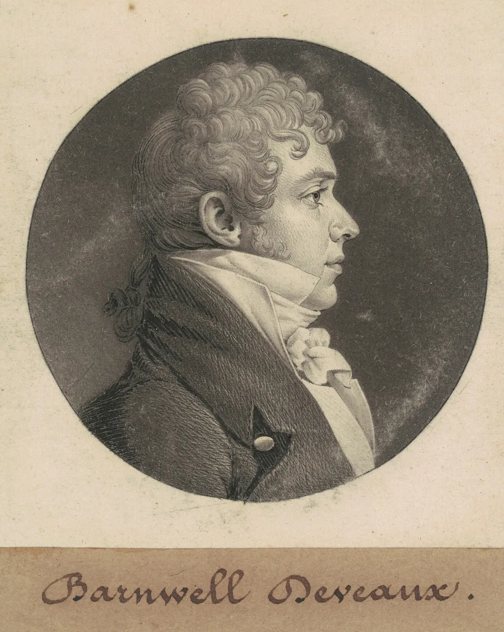 John Barnwell Deveaux, by Charles Balthazar Julien Févret de Saint-Mémin, ink, 1809
