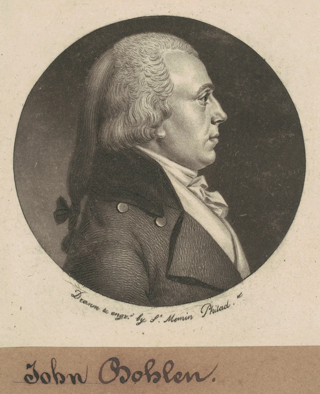 John Bohlen, by Charles Balthazar Julien Févret de Saint-Mémin, ink, 1800
