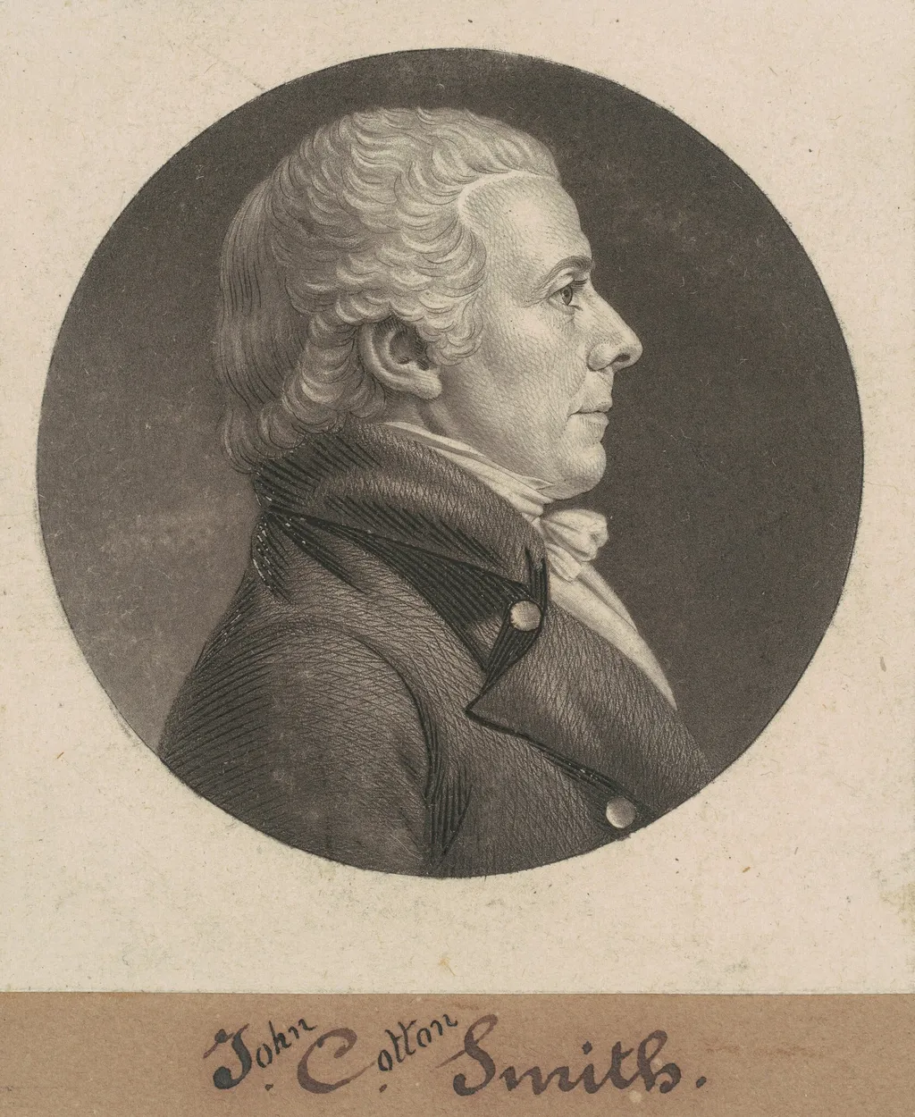 John Cotton Smith, by Charles Balthazar Julien Févret de Saint-Mémin, ink, 1806