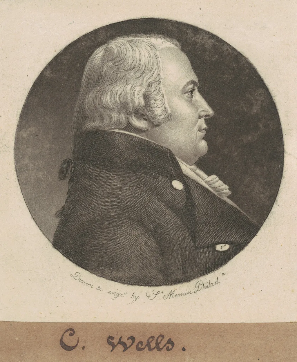 John Craig Wells, by Charles Balthazar Julien Févret de Saint-Mémin, ink, 1799