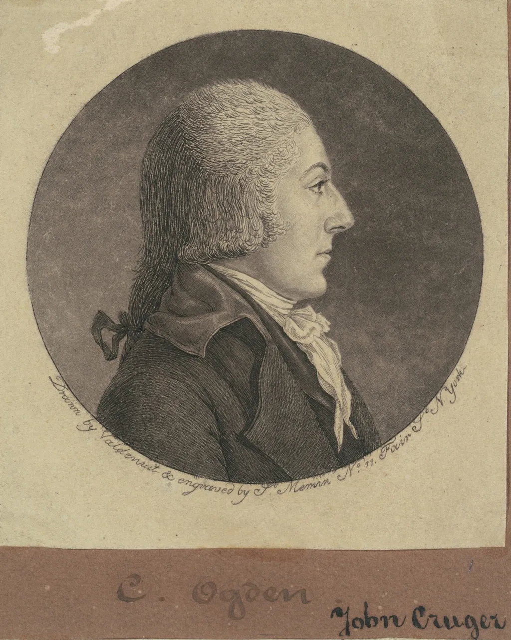 John Cruger, by Charles Balthazar Julien Févret de Saint-Mémin, ink, 1796