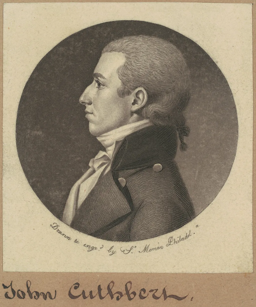 John Cuthbert, by Charles Balthazar Julien Févret de Saint-Mémin, ink, 1800