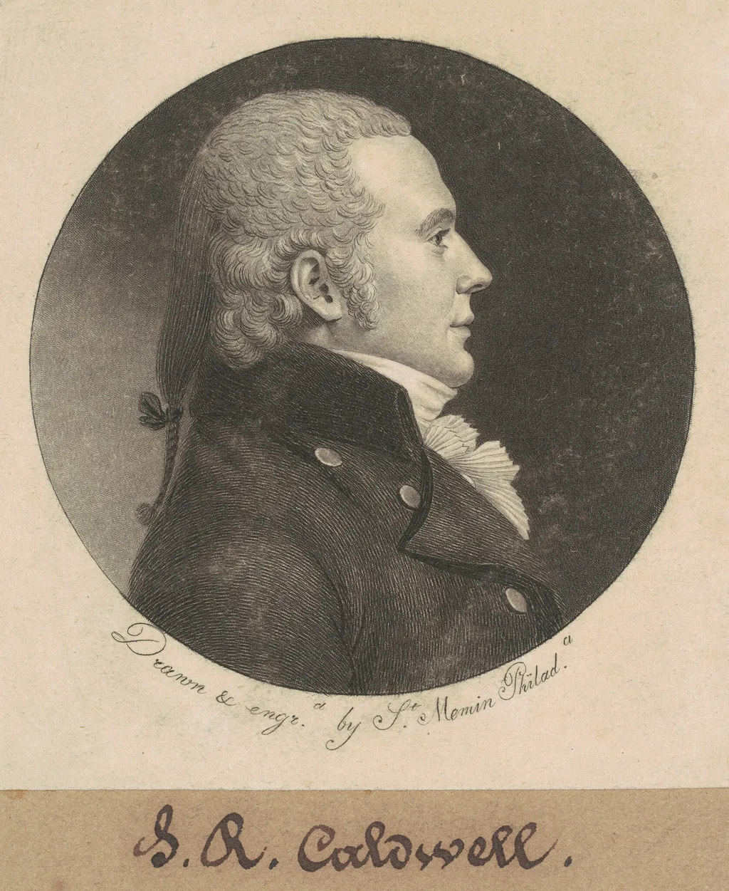 John Edwards Caldwell, by Charles Balthazar Julien Févret de Saint-Mémin, ink, 1799