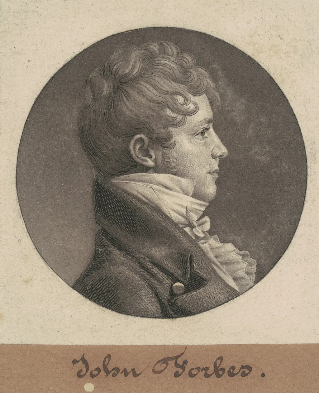 John Goddard, by Charles Balthazar Julien Févret de Saint-Mémin, ink, 1804