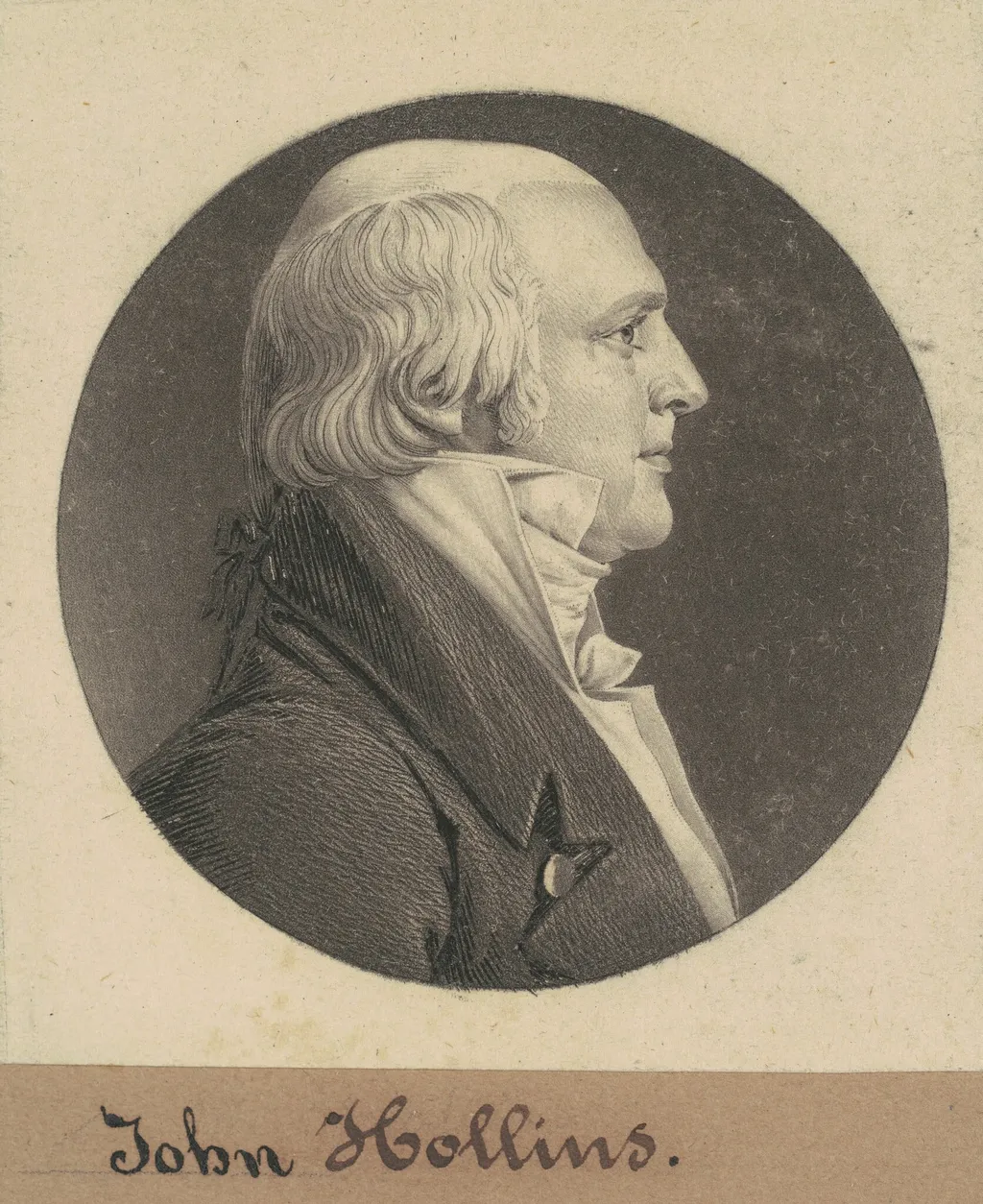 John Hollins, by Charles Balthazar Julien Févret de Saint-Mémin, ink, 1804
