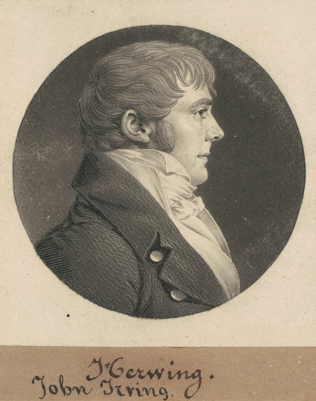 John Irving, by Charles Balthazar Julien Févret de Saint-Mémin, ink, 1809