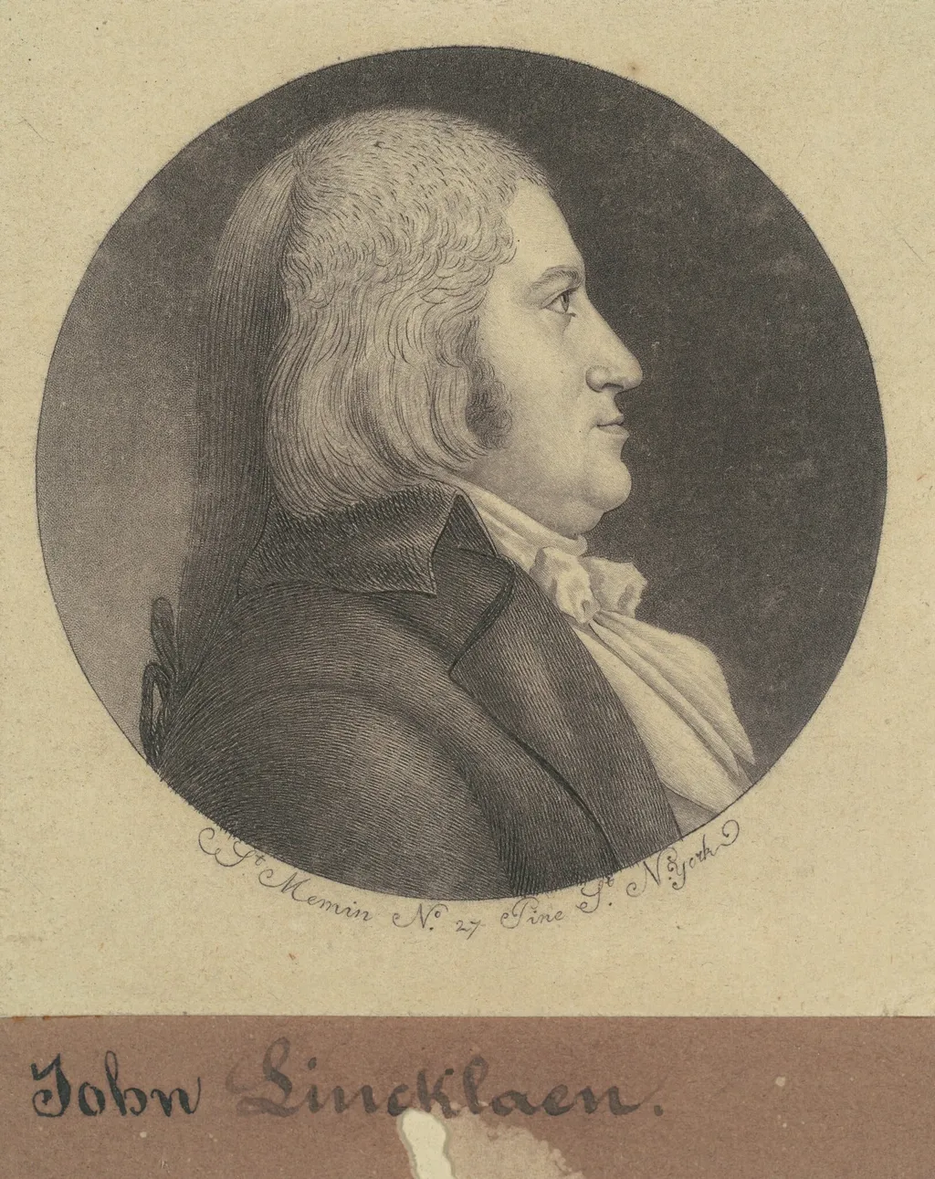 John Lincklaen, by Charles Balthazar Julien Févret de Saint-Mémin, ink, 1796