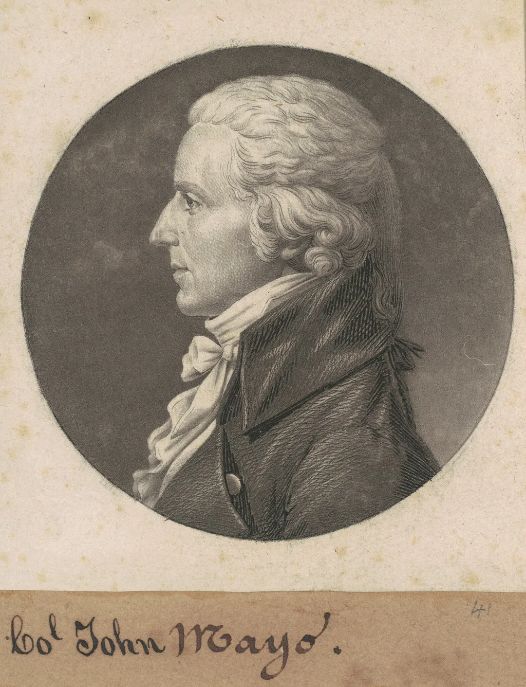 John Mayo II, by Charles Balthazar Julien Févret de Saint-Mémin, ink, 1808