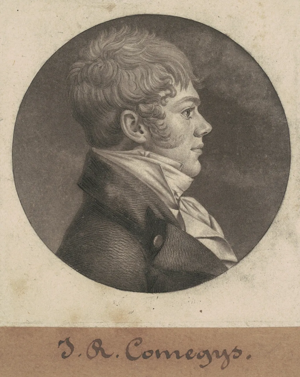 John R. Comegys, by Charles Balthazar Julien Févret de Saint-Mémin, ink, 1803
