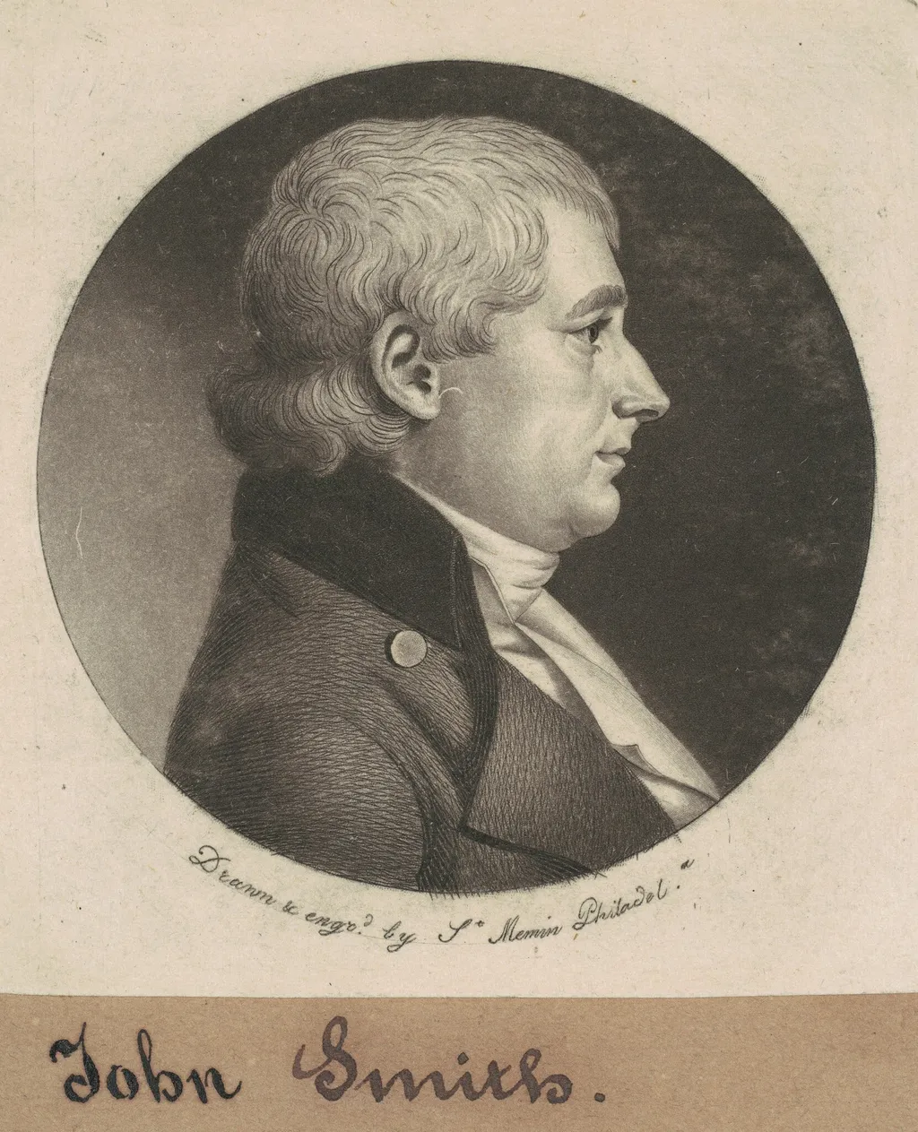 John Smith, by Charles Balthazar Julien Févret de Saint-Mémin, ink, 1799