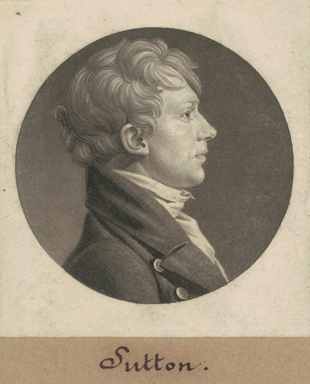 John Sutton, by Charles Balthazar Julien Févret de Saint-Mémin, ink, 1805
