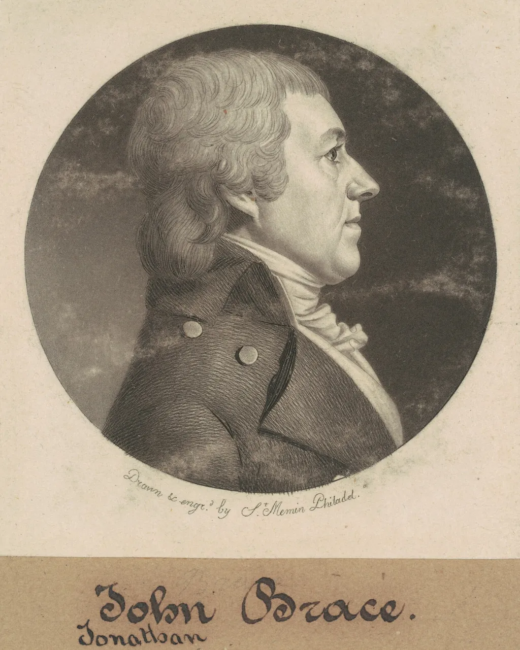Jonathan Brace, Jr., by Charles Balthazar Julien Févret de Saint-Mémin, ink, 1800