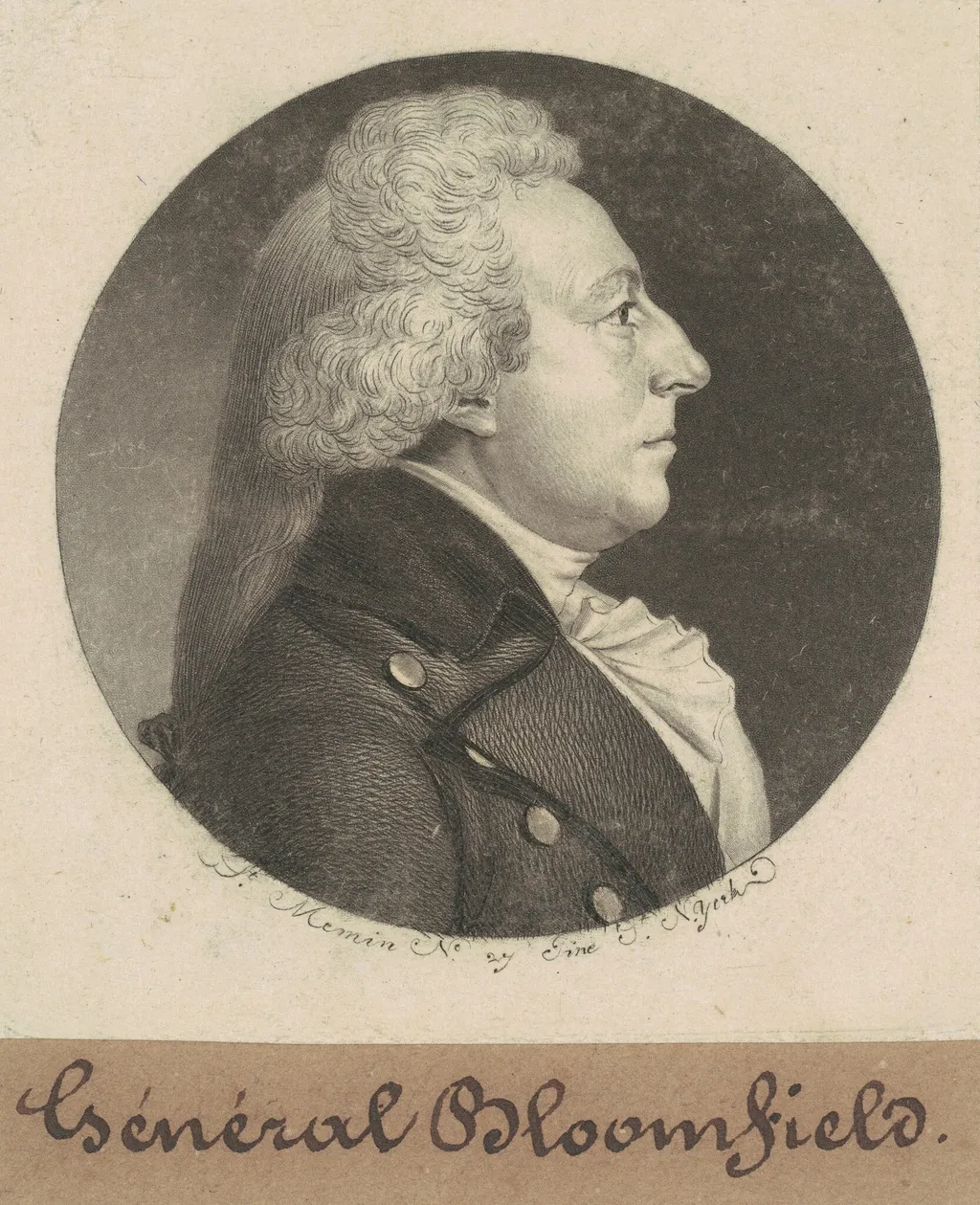 Joseph Bloomfield, by Charles Balthazar Julien Févret de Saint-Mémin, ink, 1798