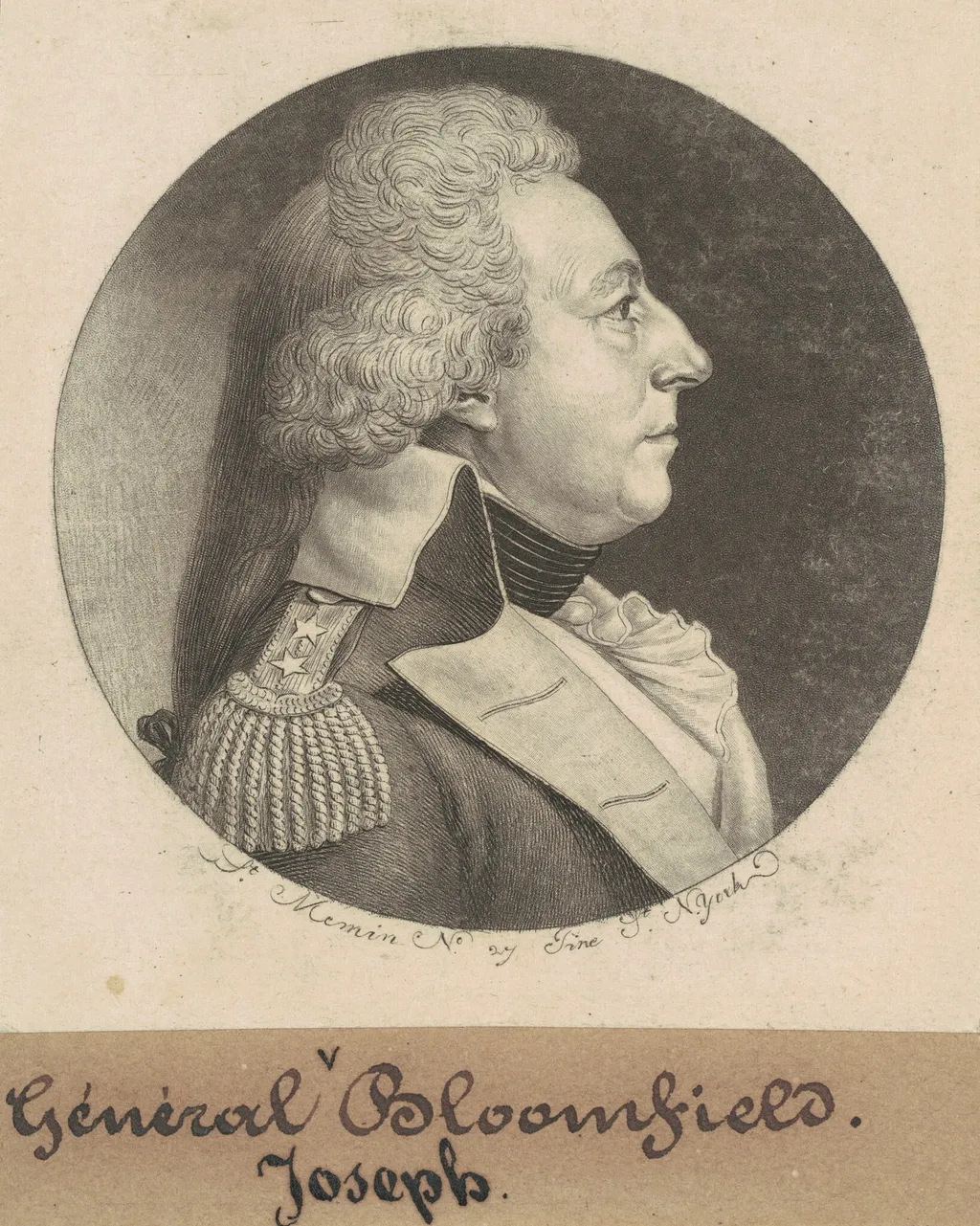Joseph Bloomfield, by Charles Balthazar Julien Févret de Saint-Mémin, ink, 1798