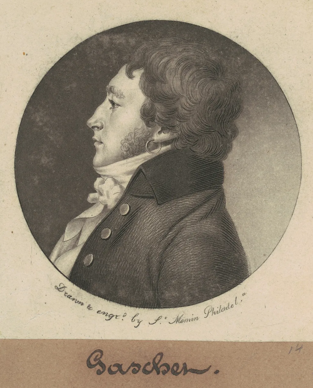 Joseph Louis Gaschet de L'Isle, by Charles Balthazar Julien Févret de Saint-Mémin, ink, 1800