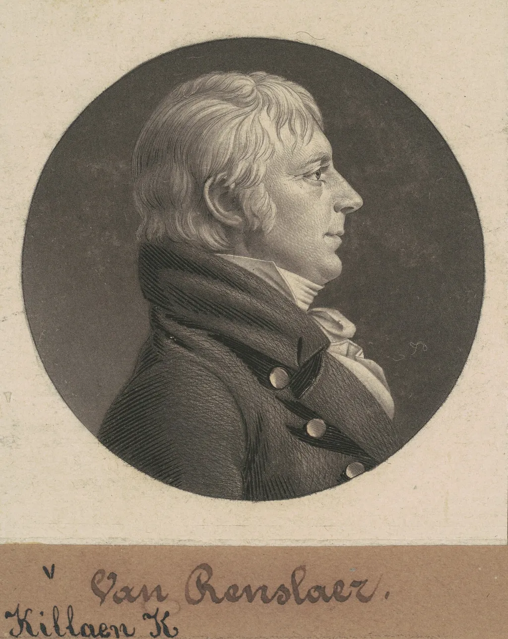 Kiliaen Kiliaen Van Rensselaer, by Charles Balthazar Julien Févret de Saint-Mémin, ink, 1805
