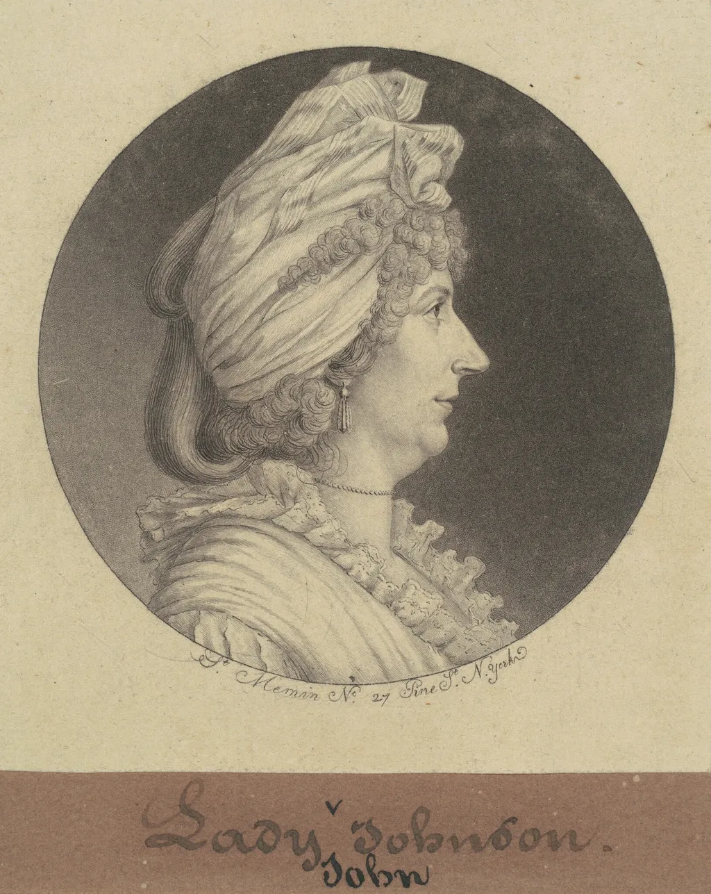 Lady Mary Watts Johnson, by Charles Balthazar Julien Févret de Saint-Mémin, ink, 1797