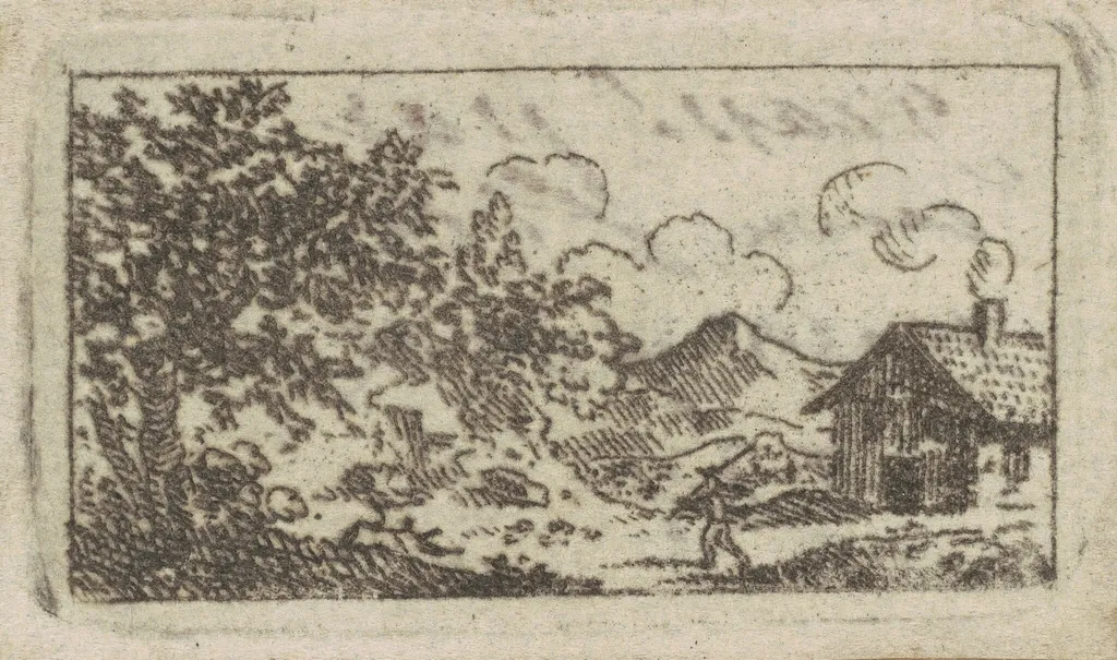 Landscape with House, by Charles Balthazar Julien Févret de Saint-Mémin, ink, 1795