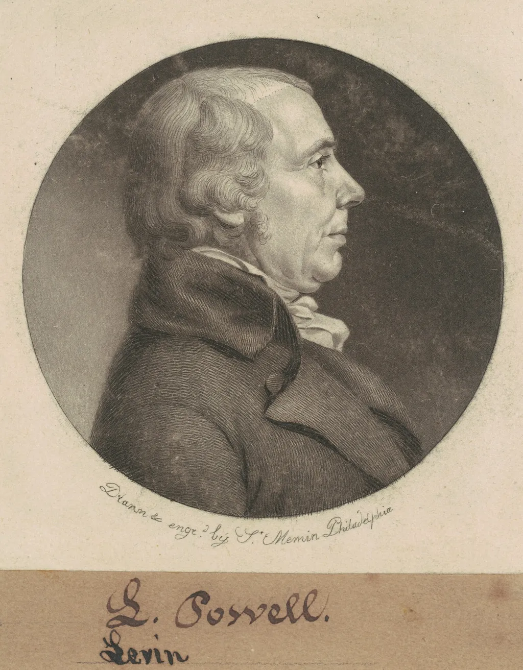 Leven Powell, by Charles Balthazar Julien Févret de Saint-Mémin, ink, 1800