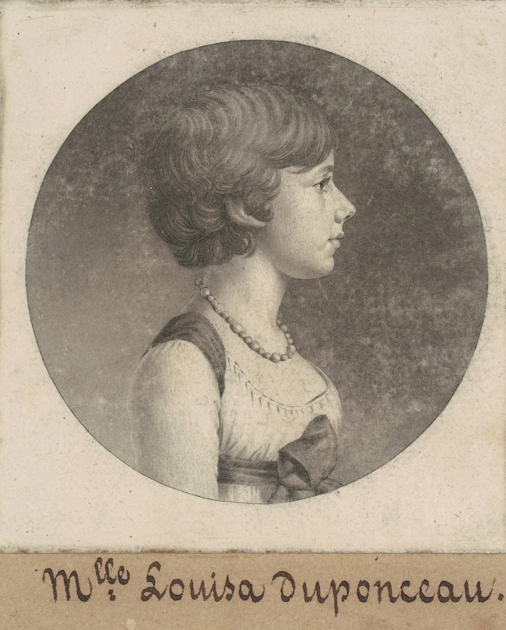 Louisa DuPonceau, by Charles Balthazar Julien Févret de Saint-Mémin, ink, 1800