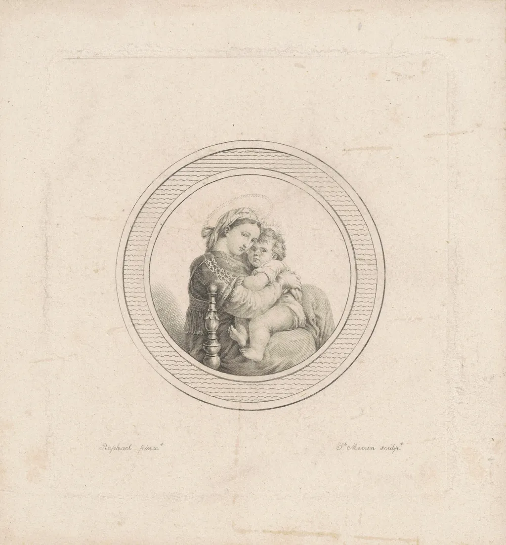 Madonna della seggiola, by Charles Balthazar Julien Févret de Saint-Mémin, ink, 1795