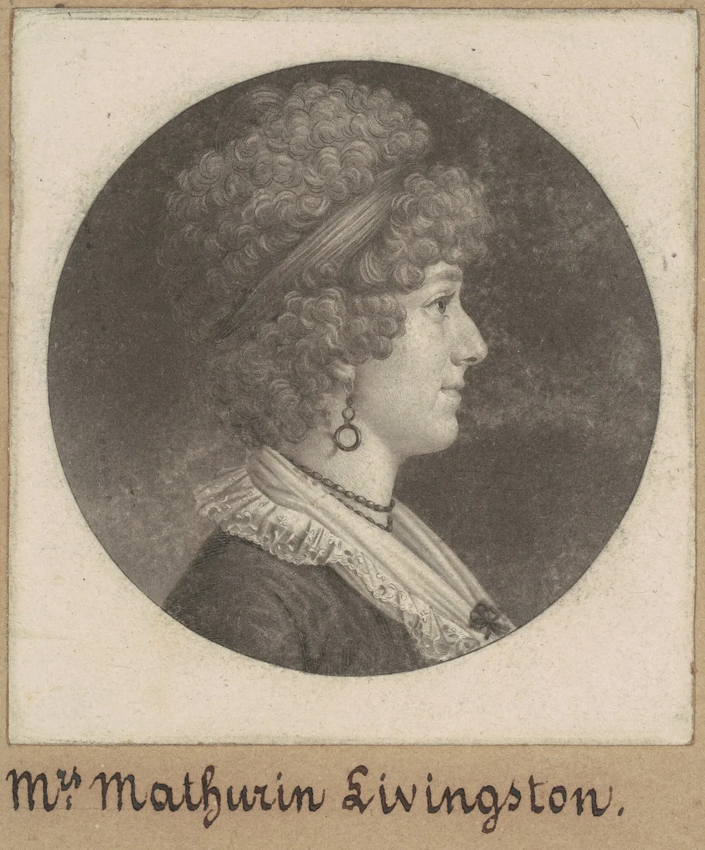 Margaret Lewis Livingston, by Charles Balthazar Julien Févret de Saint-Mémin, ink, 1797