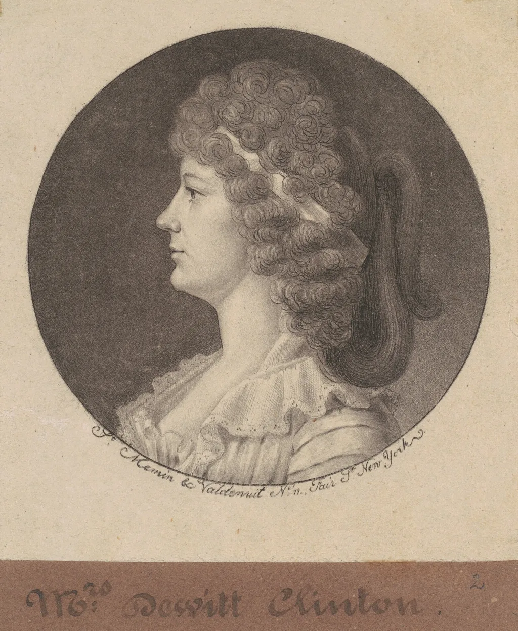 Maria Franklin Clinton, by Charles Balthazar Julien Févret de Saint-Mémin, ink, 1797