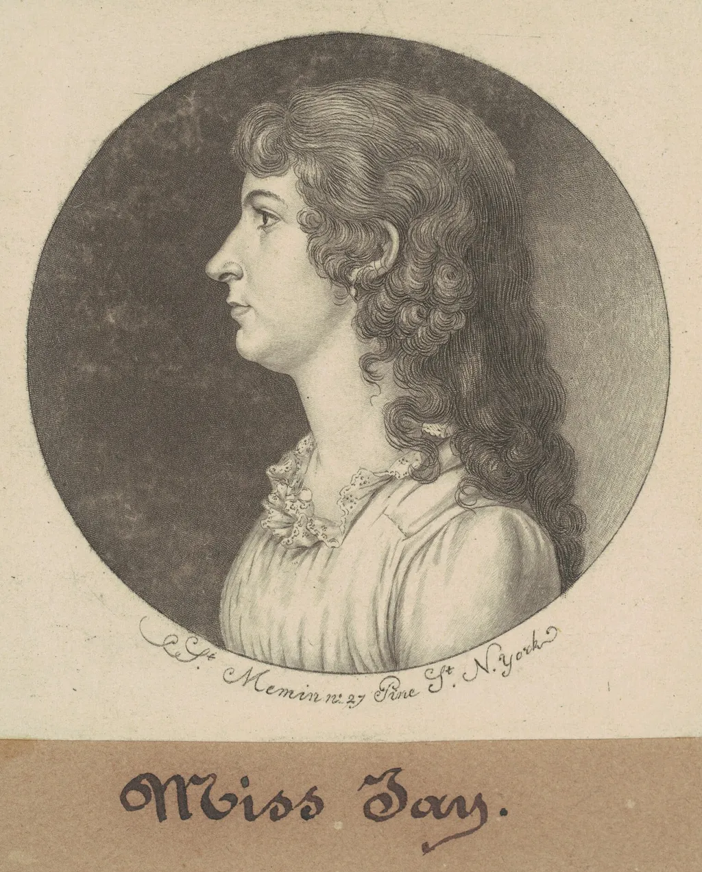Maria Jay, by Charles Balthazar Julien Févret de Saint-Mémin, ink, 1798