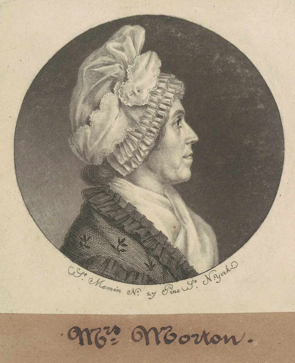 Maria Sophia Kemper Morton, by Charles Balthazar Julien Févret de Saint-Mémin, ink, 1798