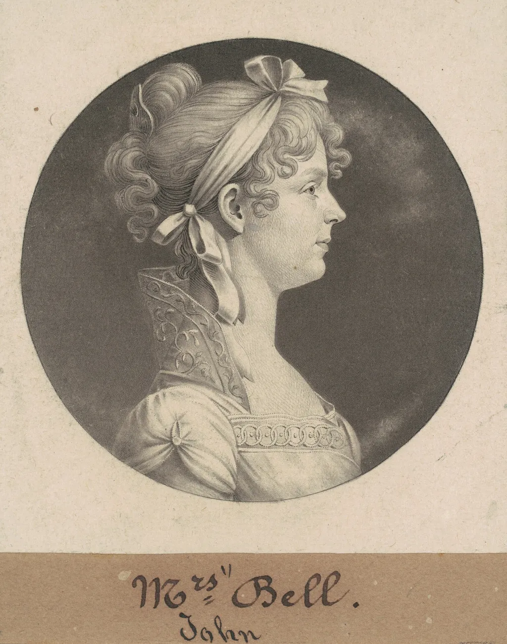 Mary Ann Walker Bell, by Charles Balthazar Julien Févret de Saint-Mémin, ink, 1808