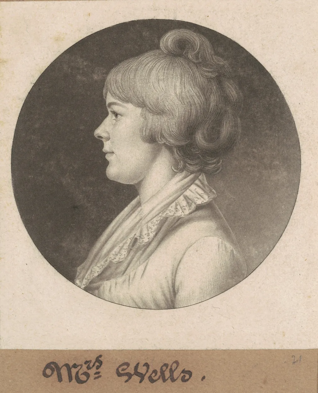 Mary Wright Sonntag Wells, by Charles Balthazar Julien Févret de Saint-Mémin, ink, 1802