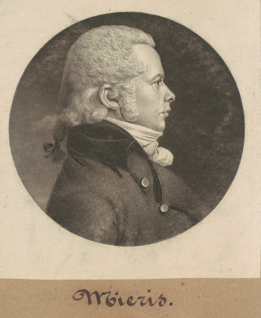 Mieris, by Charles Balthazar Julien Févret de Saint-Mémin, ink, 1800