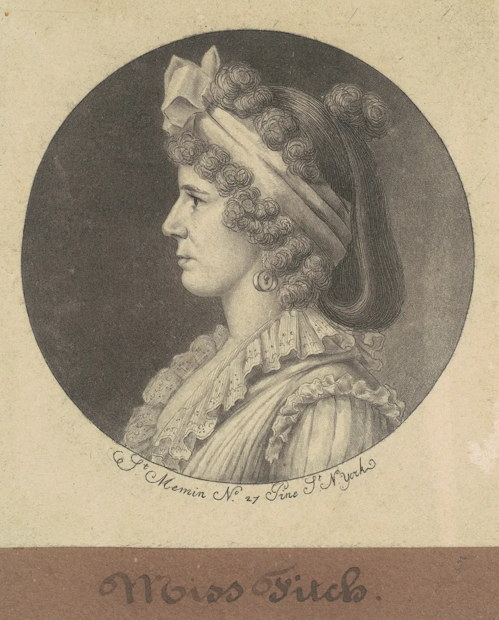 Miss Fitch, by Charles Balthazar Julien Févret de Saint-Mémin, ink, 1797