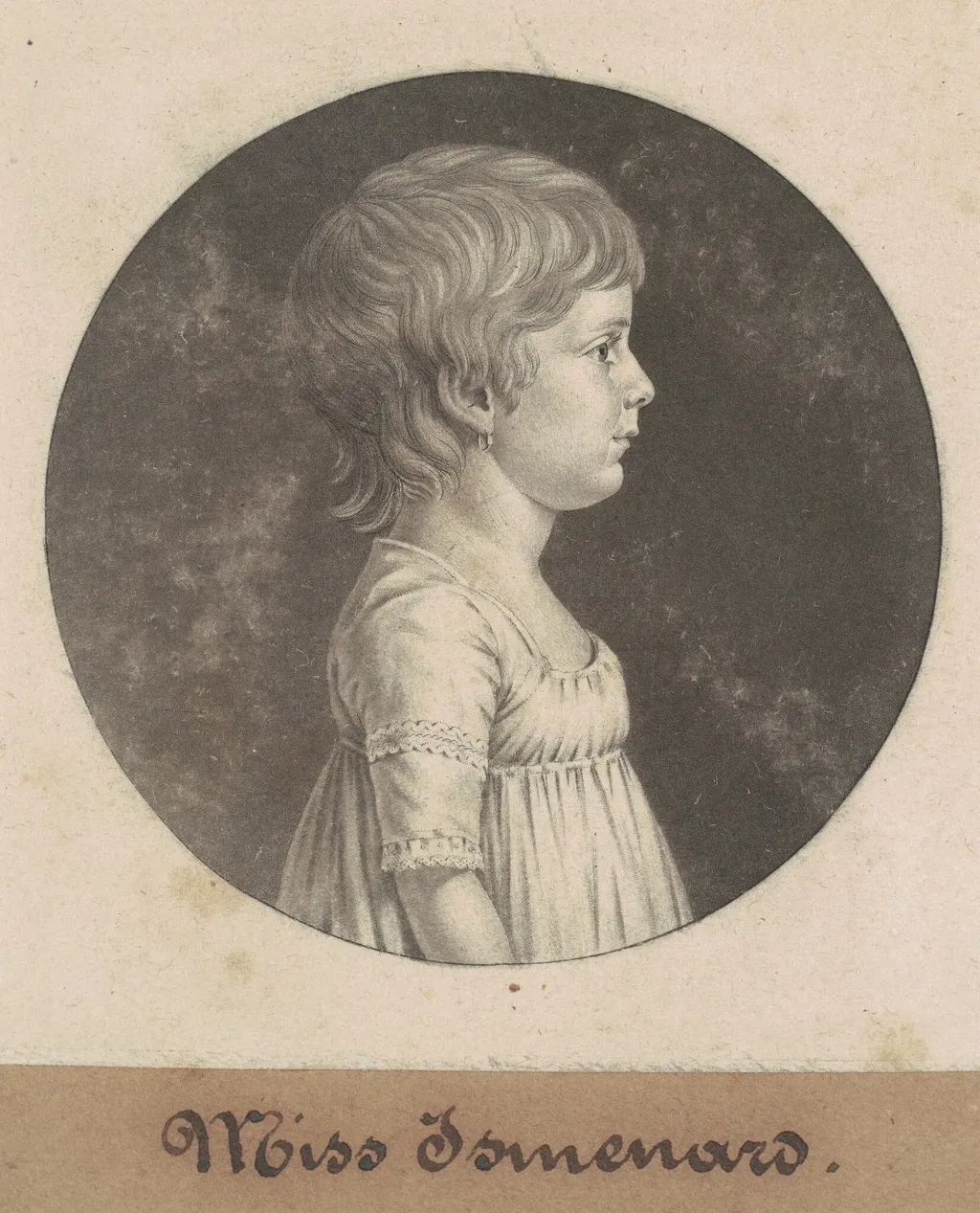 Miss Ismenard, by Charles Balthazar Julien Févret de Saint-Mémin, ink, 1805