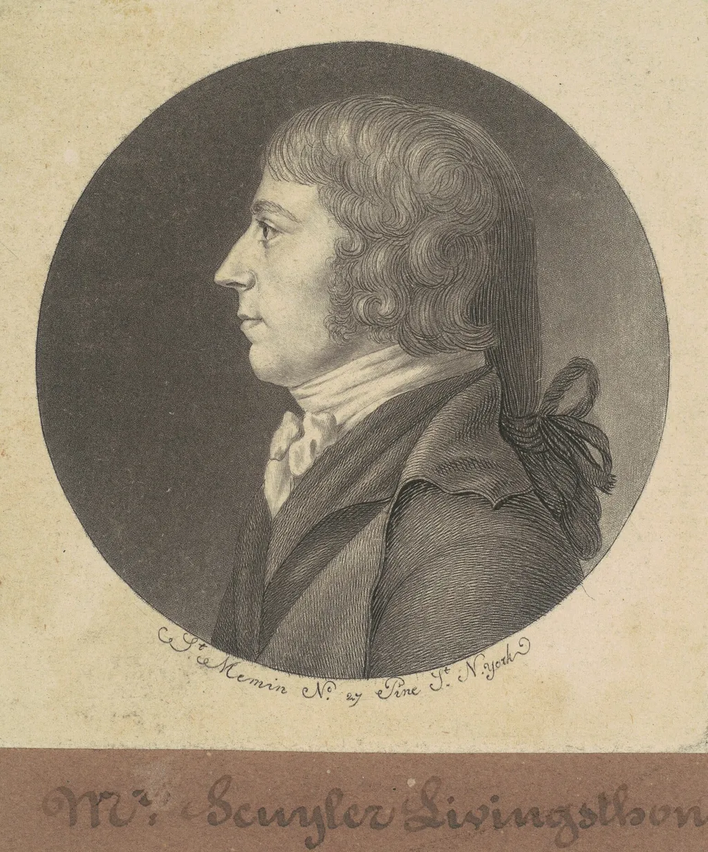 Peter Schuyler Livingston, by Charles Balthazar Julien Févret de Saint-Mémin, ink, 1797