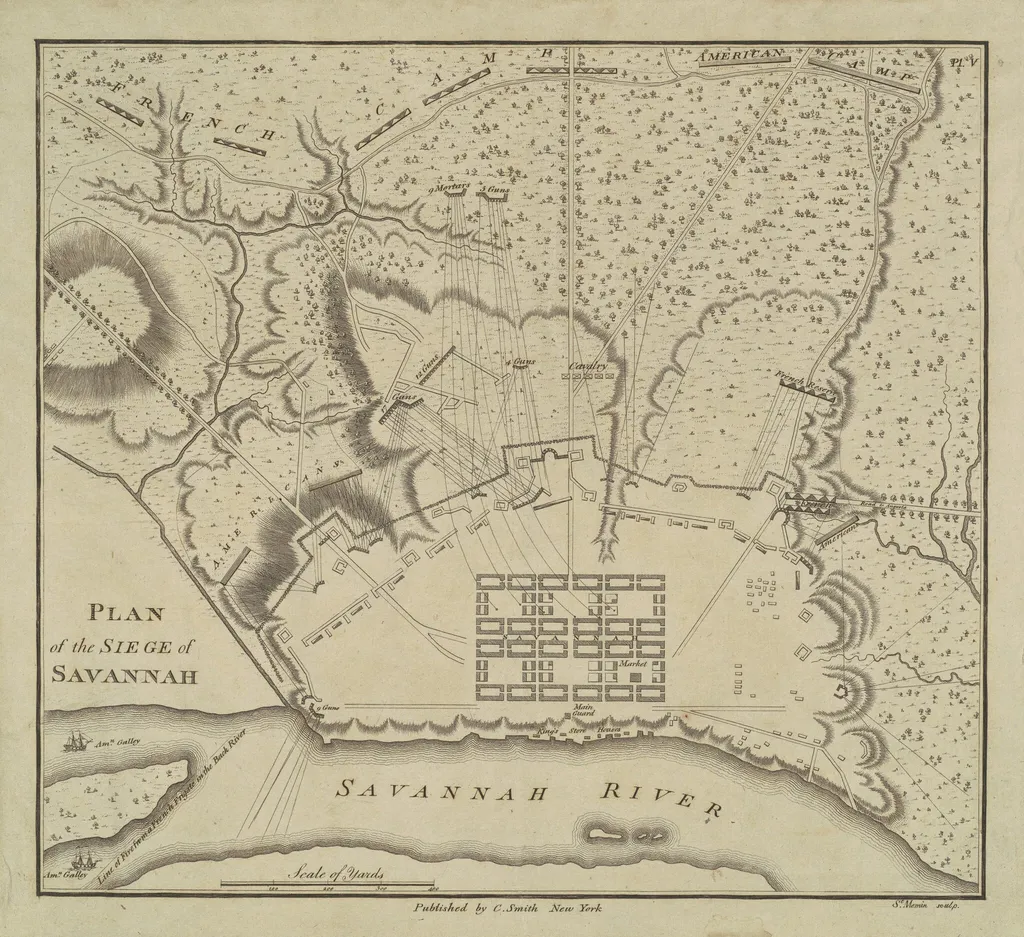 Plan of the Siege of Savannah, by Charles Balthazar Julien Févret de Saint-Mémin, ink, 1796