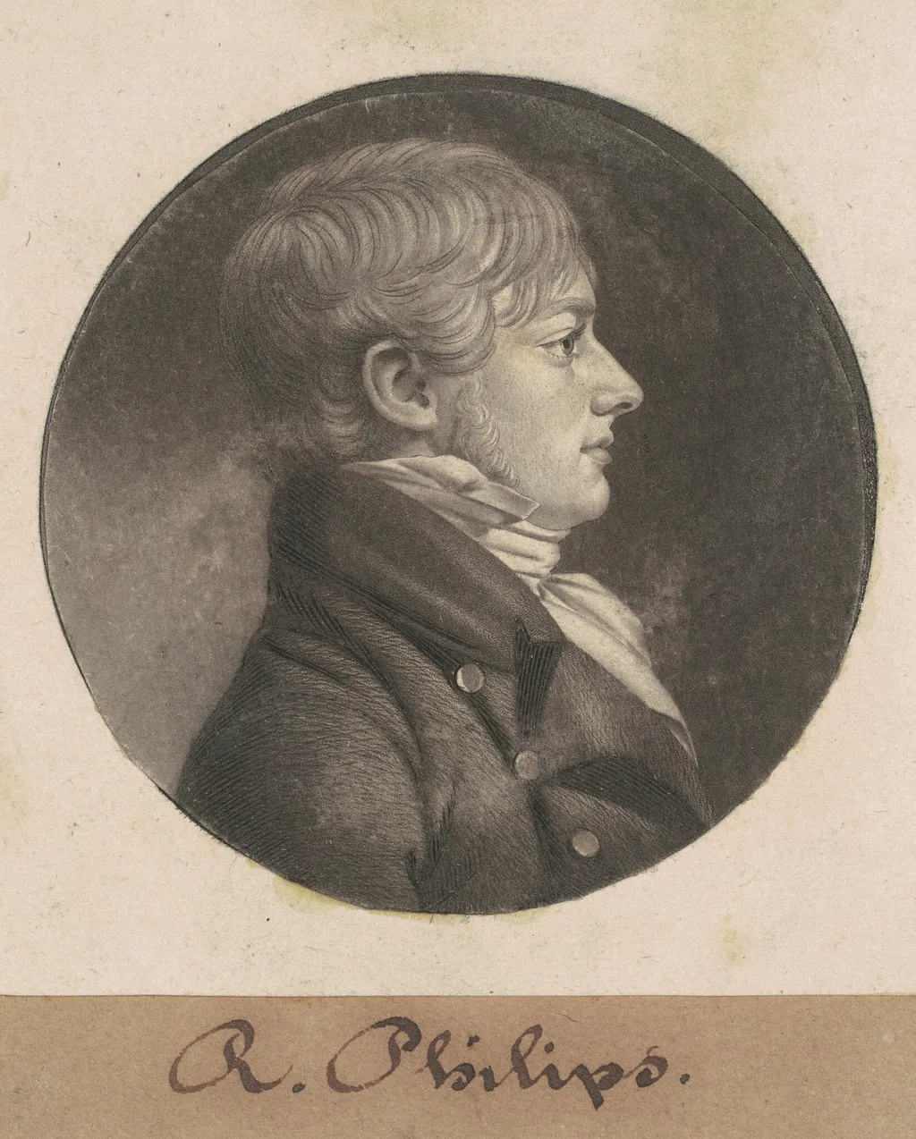 R. Philips, by Charles Balthazar Julien Févret de Saint-Mémin, ink, 1805