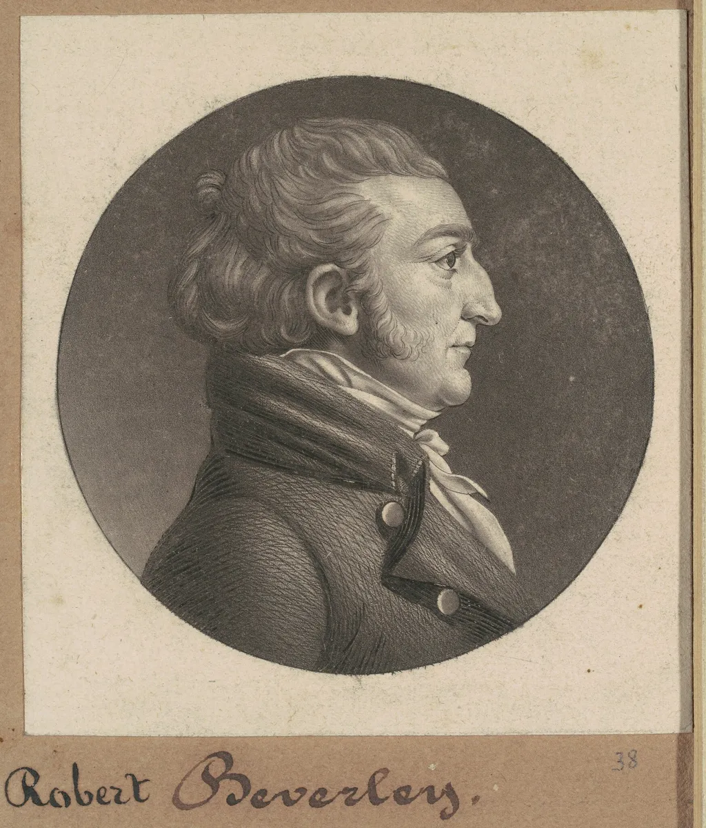 Robert Beverley IV, by Charles Balthazar Julien Févret de Saint-Mémin, ink, 1807