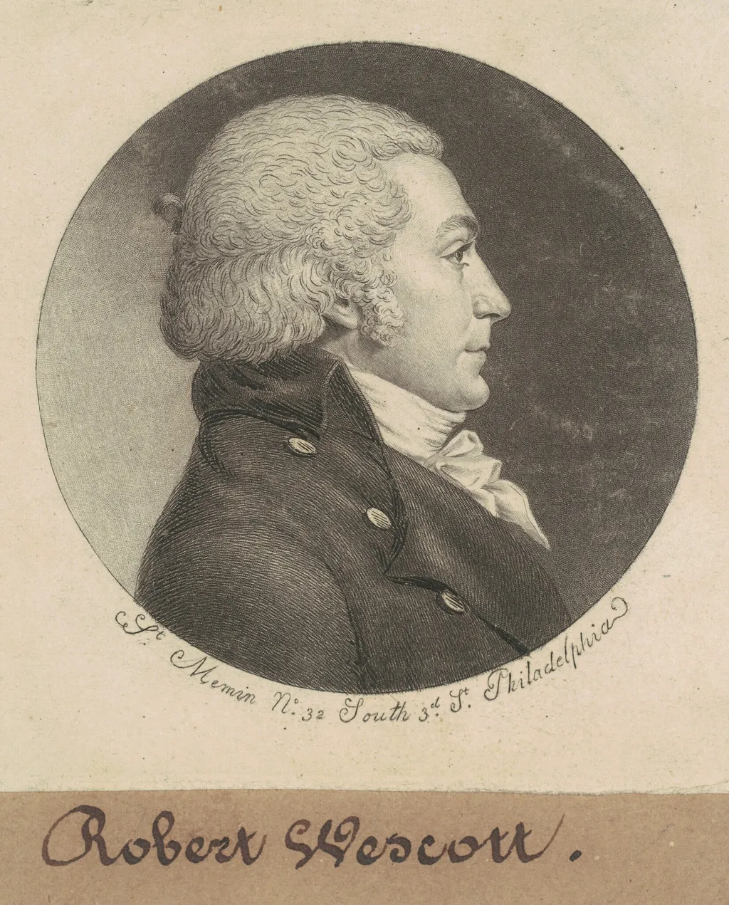 Robert Wescott, by Charles Balthazar Julien Févret de Saint-Mémin, ink, 1798