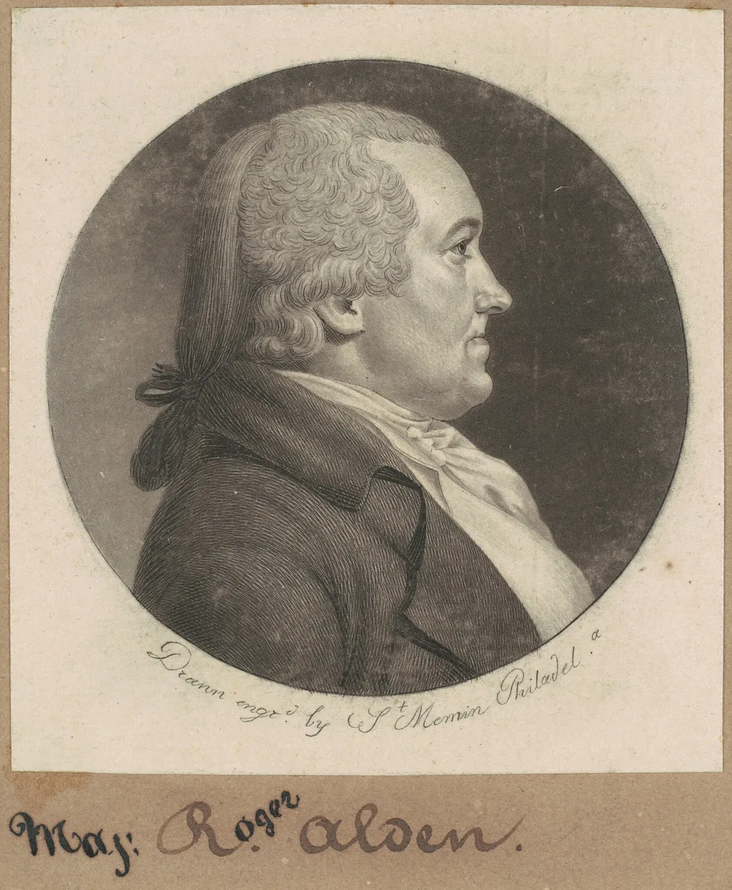 Roger Alden, by Charles Balthazar Julien Févret de Saint-Mémin, ink, 1798