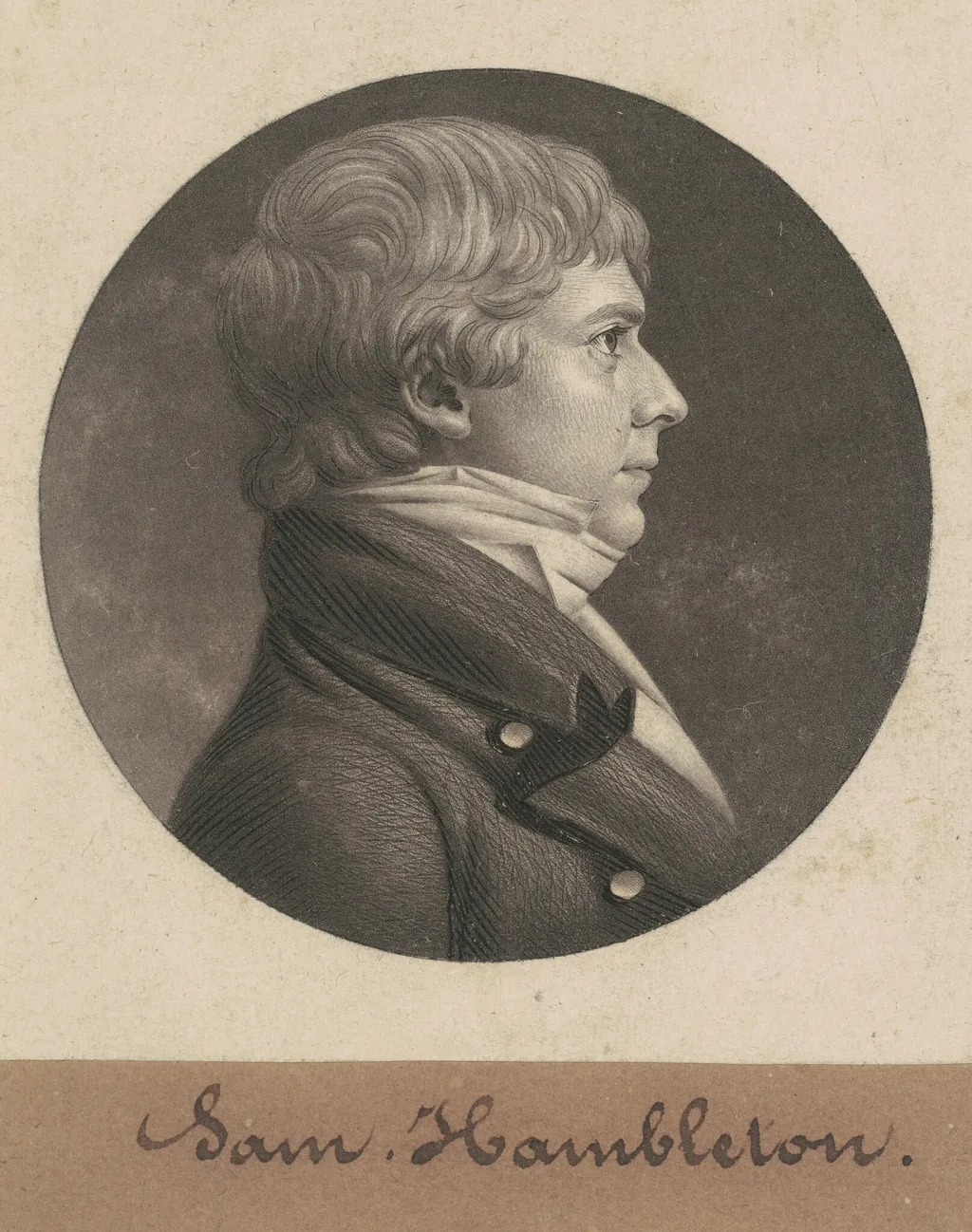 Samuel Hambleton, by Charles Balthazar Julien Févret de Saint-Mémin, ink, 1806