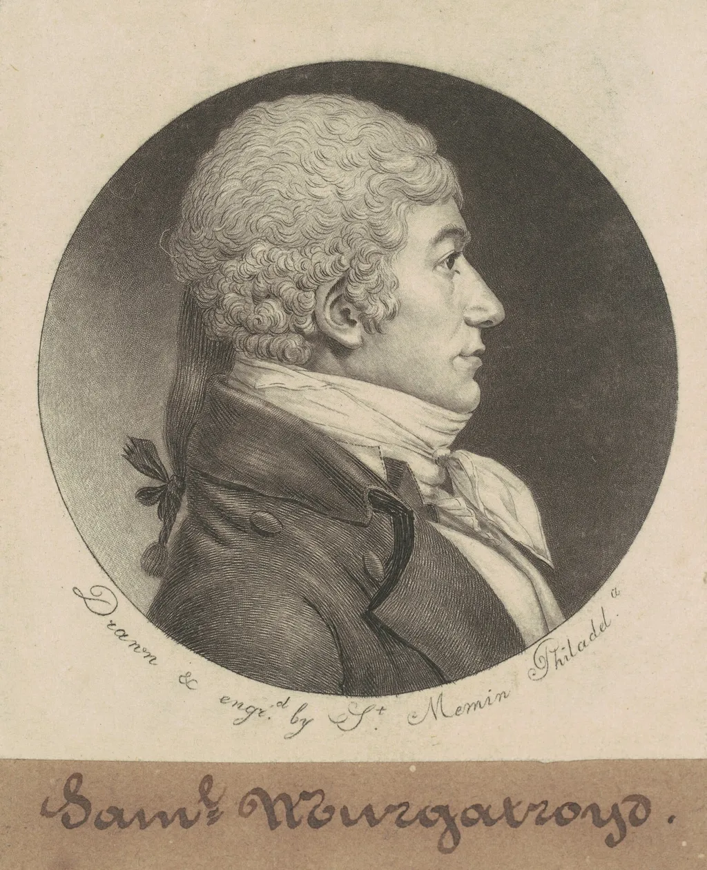 Samuel Murgatroyd, by Charles Balthazar Julien Févret de Saint-Mémin, ink, 1798
