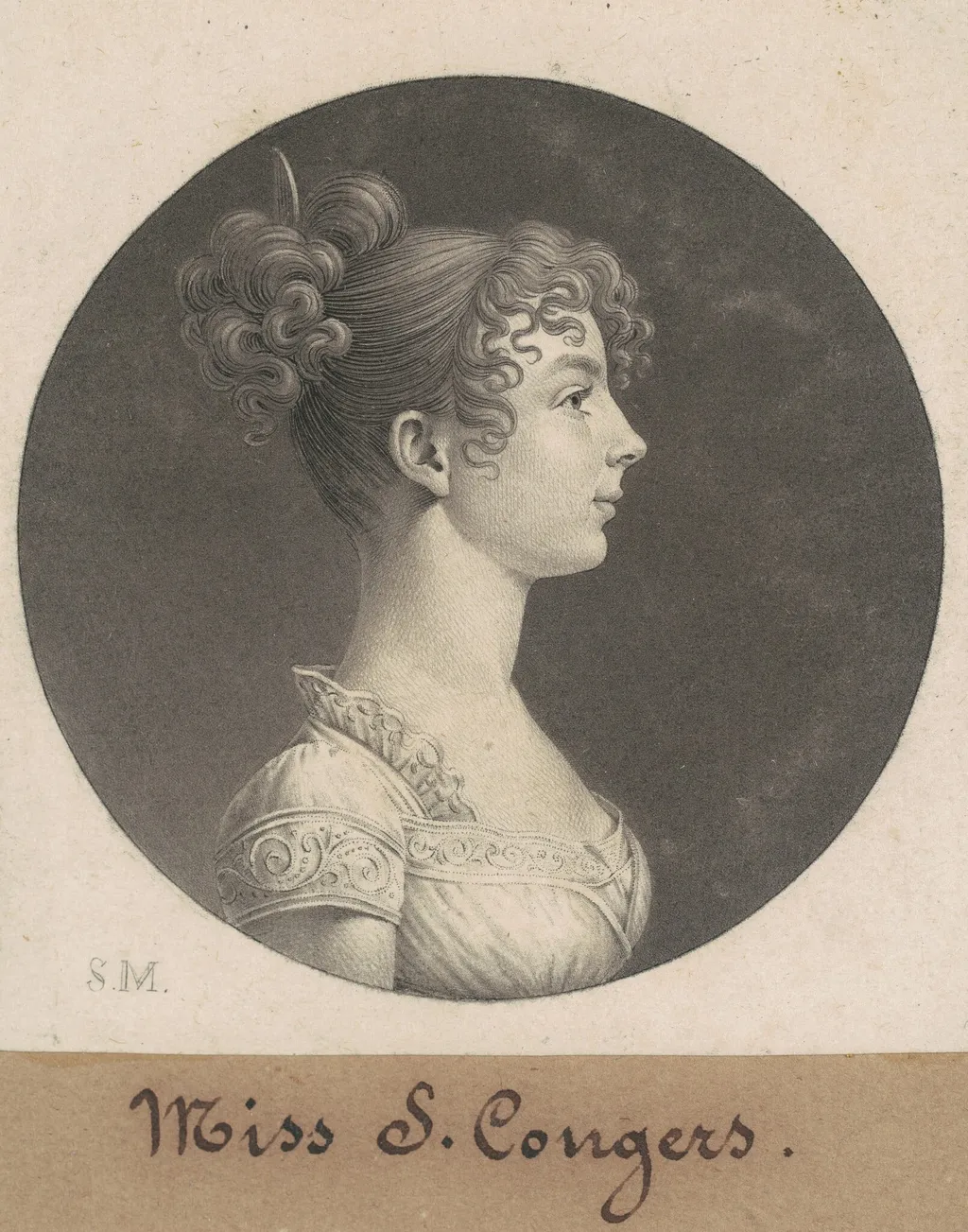 Sarah C. Conyers, by Charles Balthazar Julien Févret de Saint-Mémin, ink, 1808