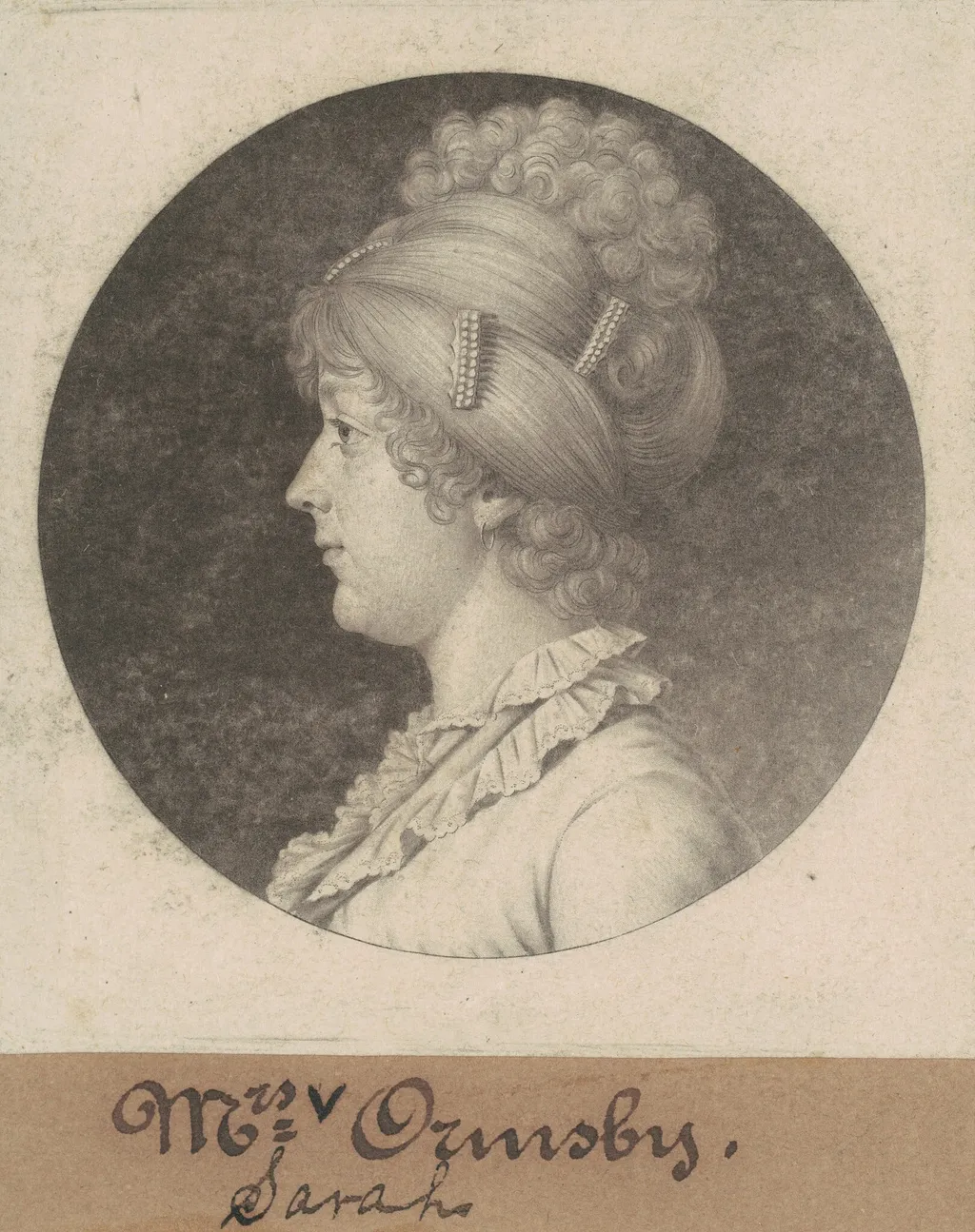 Sarah Mahon Ormsby, by Charles Balthazar Julien Févret de Saint-Mémin, ink, 1801