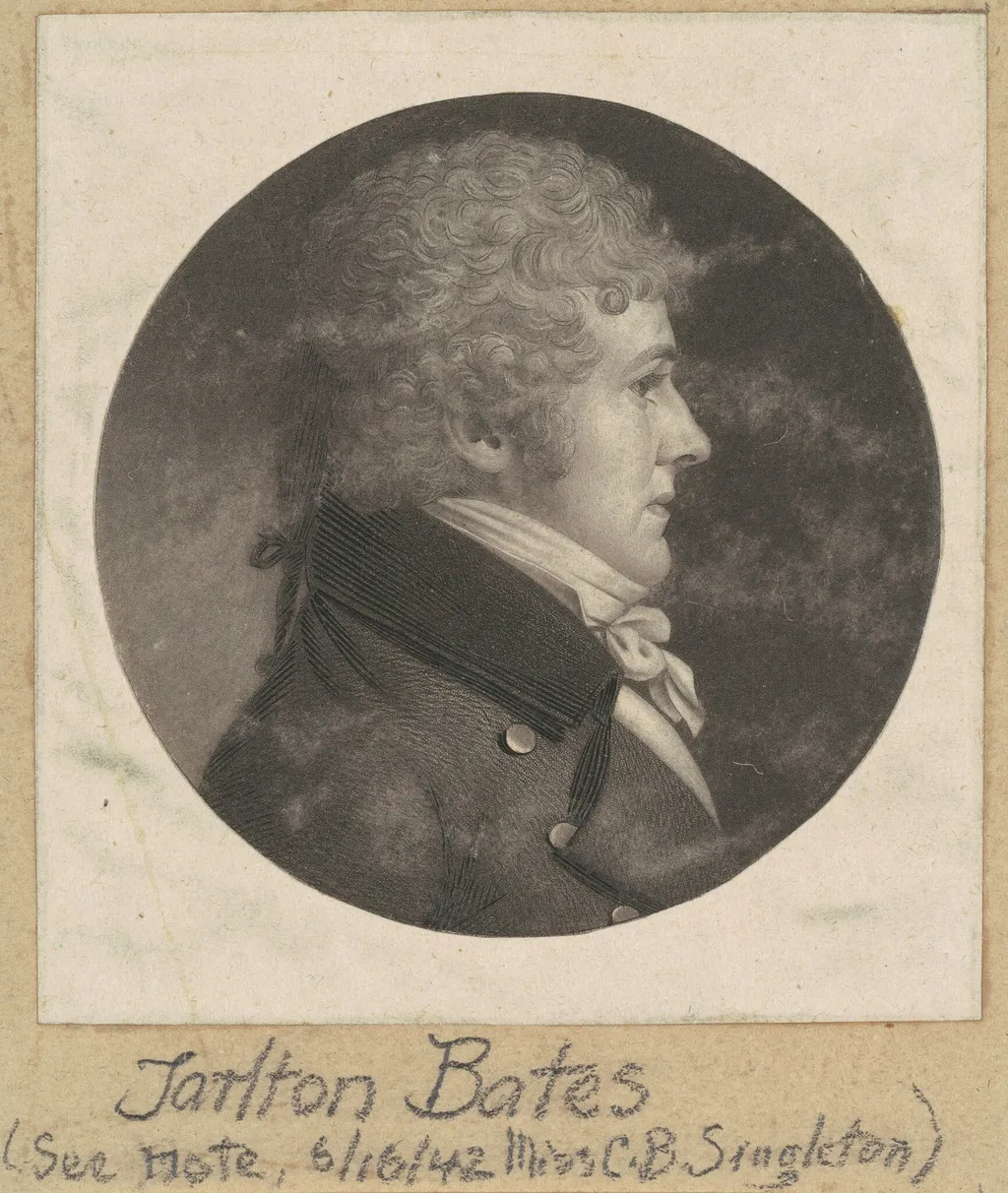 Tarlton Bates, by Charles Balthazar Julien Févret de Saint-Mémin, ink, 1800