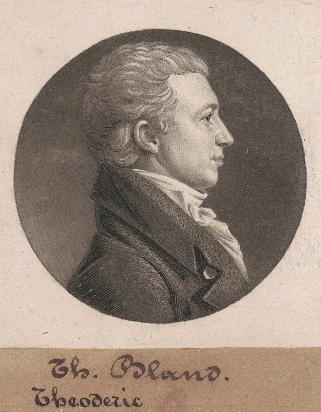 Theodorick Bland, by Charles Balthazar Julien Févret de Saint-Mémin, ink, 1804