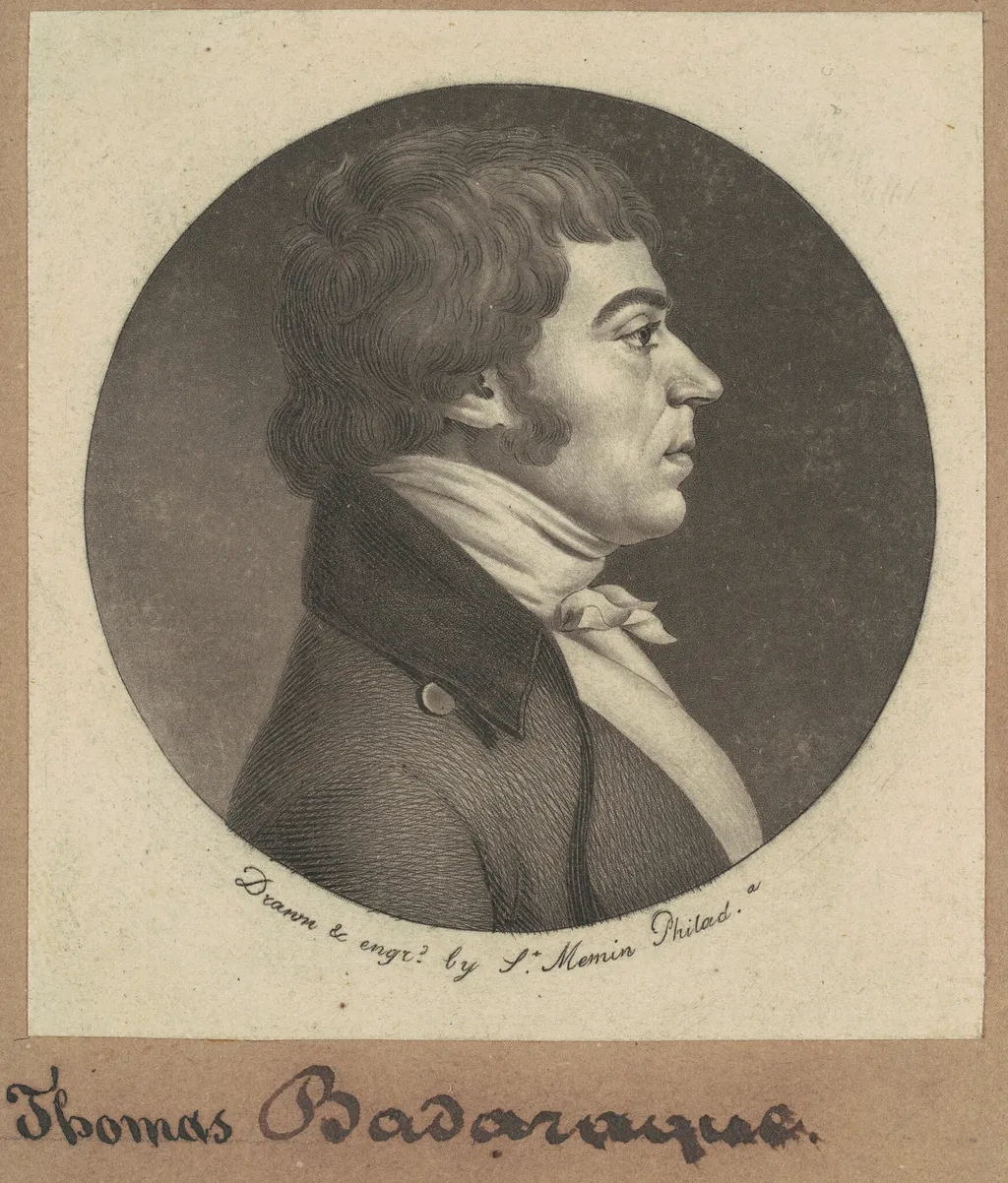 Thomas Badaraque, by Charles Balthazar Julien Févret de Saint-Mémin, ink, 1800