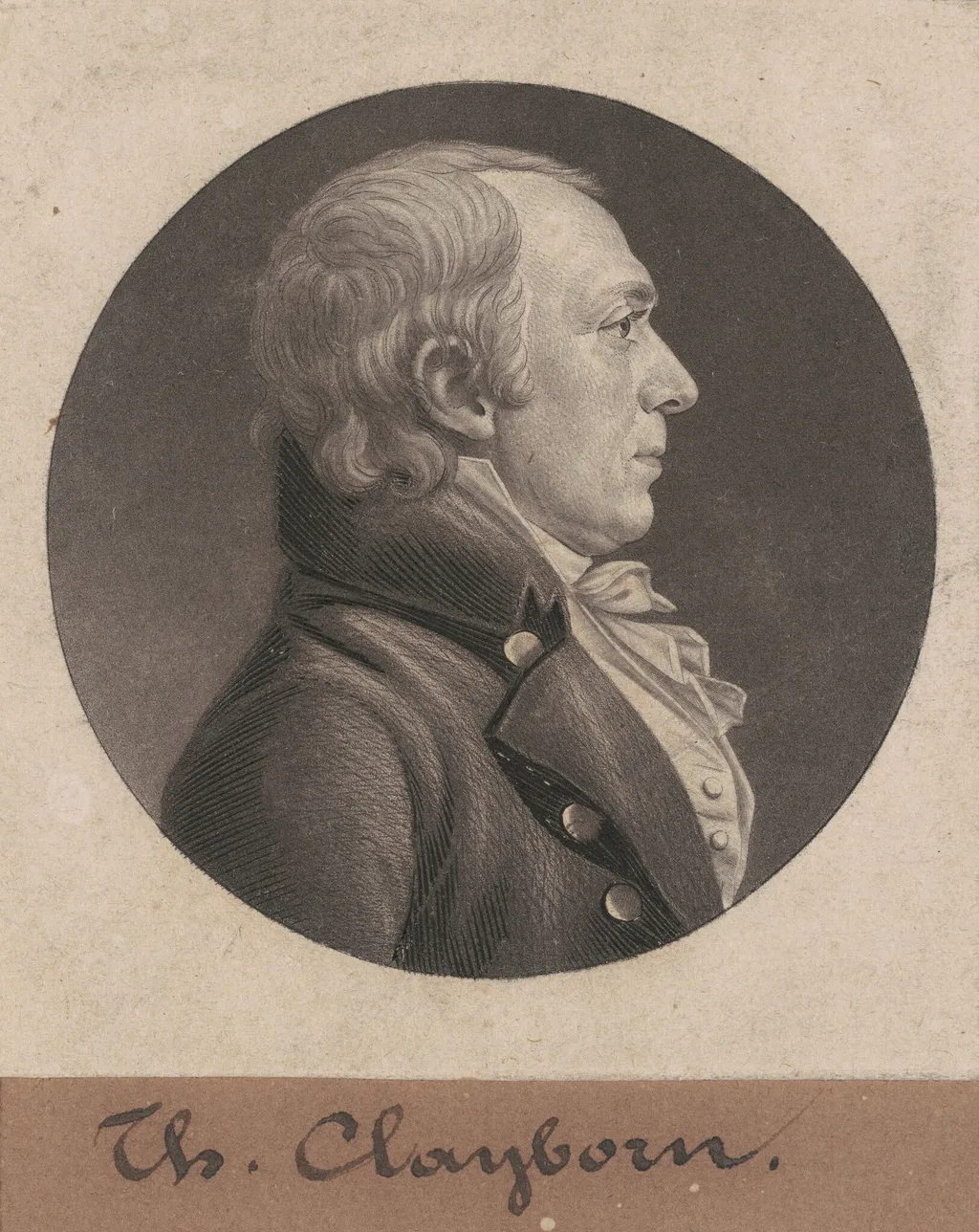Thomas Claiborne, by Charles Balthazar Julien Févret de Saint-Mémin, ink, 1805