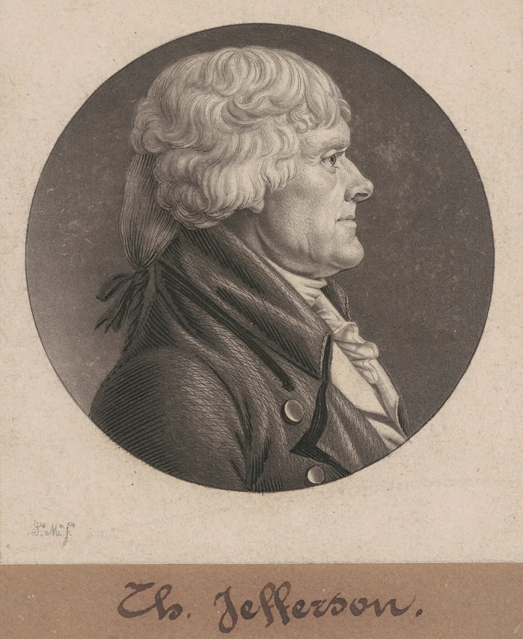 Thomas Jefferson, by Charles Balthazar Julien Févret de Saint-Mémin, ink, 1804